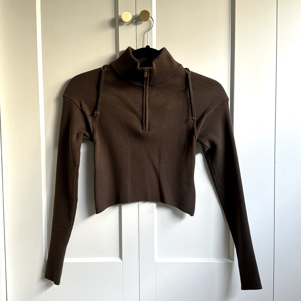 Jacquemus Cropped Brown Turtleneck - Size FR 36